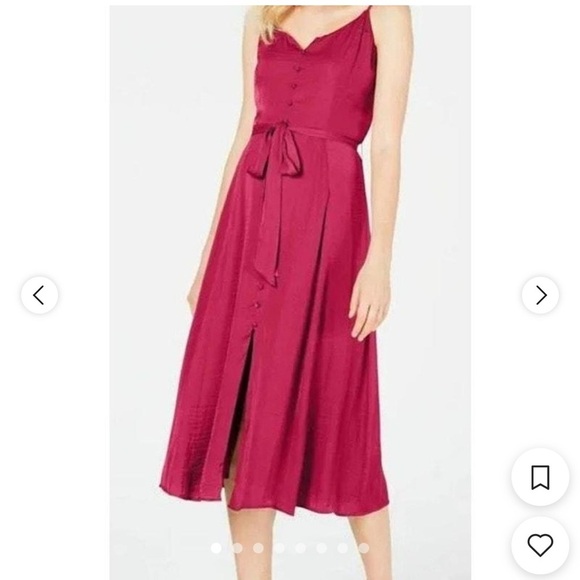 Vince Camuto Dresses & Skirts - Vince Camuto Magenta Sleeveless Button-Front Midi Dress with Tie